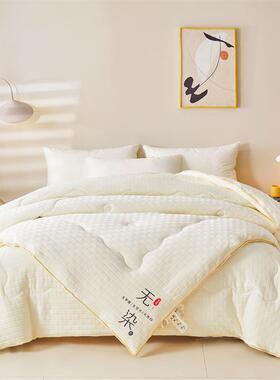全棉蚕丝被拉超柔软被子春48184秋被冬被链被子母四季被无染料面