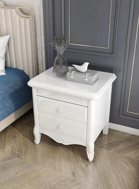 欧式储白色艺术床头柜质物奢华实木宿舍卧室床边木小收桌柜整NPG