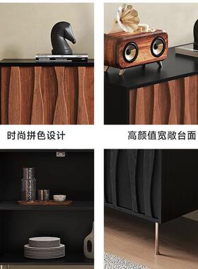 高端中古实木边餐柜客厅靠电墙装饰柜斗柜关视柜极玄Cbga60简落地