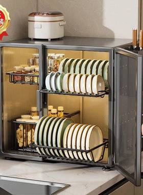 碟收纳架双层用家餐具沥水碗房筷hBR41d9t防尘收碗纳盒多功能碗柜