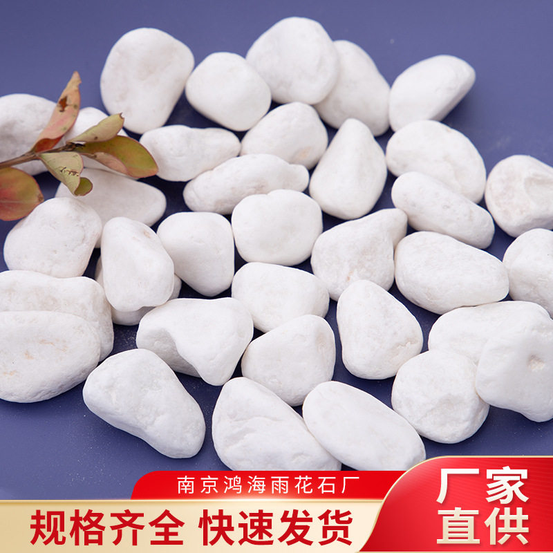白色鹅卵石 雪花白 园艺盆栽多肉小石子庭院造景园林铺路机制石头