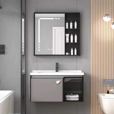 太空铝浴室式柜加厚实8厘铝蜂心窝一体陶瓷盆岩板挂9341墙浴室柜