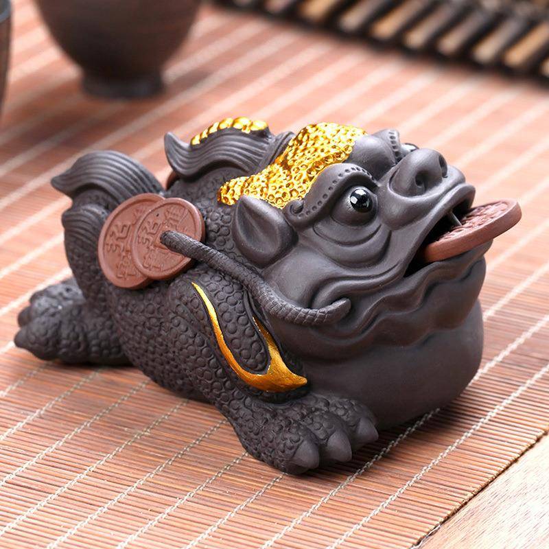 紫砂蟾金蟾茶宠件精摆品可养KPU茶桌茶品台摆件大全饰高档招财蜍