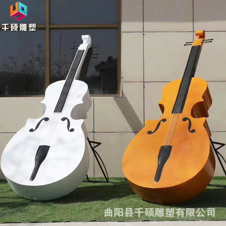 现货不锈钢乐器雕塑金属铁艺大小提琴摆件户外广场园林景观装饰品