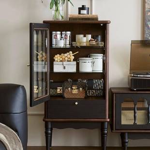 法美式 视柜搭配 柜复古玻璃门实木酒客厅家SON用展示柜储物柜电式