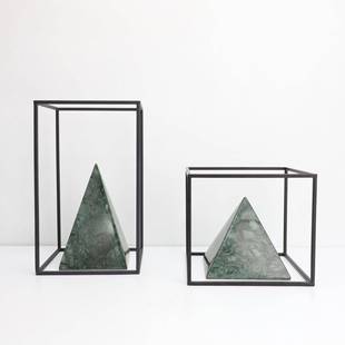 新中式金属大理石房金字塔艺摆件样板术电视柜书客厅玄关装1111饰