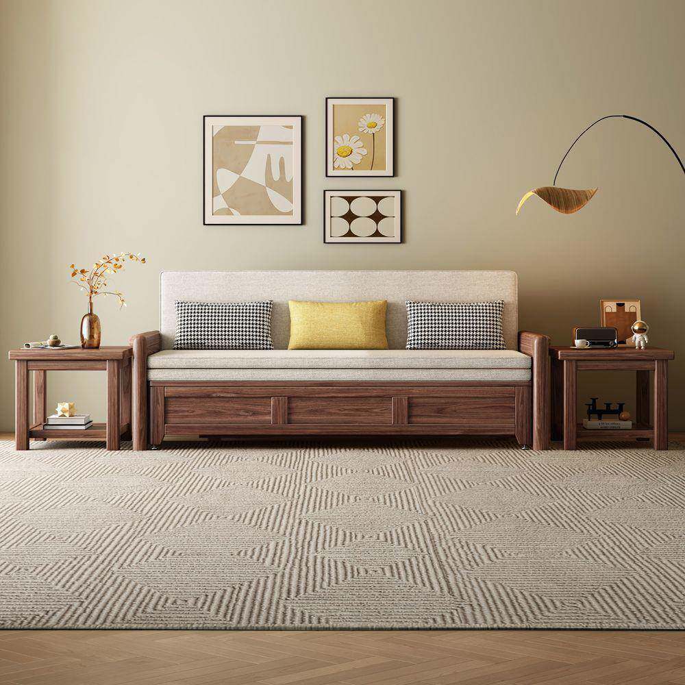 中两式985沙发折叠用黑胡桃实木储物沙发床拉爆款可躺床折叠式罗