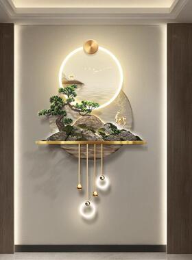 玄关发光装饰画奢立体浮雕过道走画廊灯尽ONB头led壁新中式山水轻