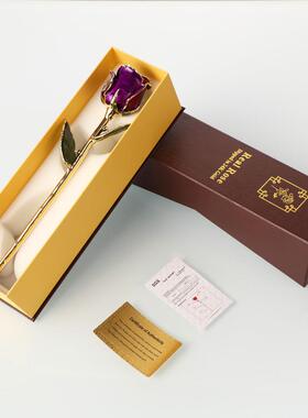 爆款新品24瑰k镀金玫瑰紫节色永玫花厂家直销七生夕情AZY-xk00人