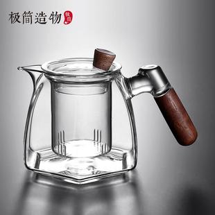 xtF768JJ66六角玻璃泡茶壶木把分陶炉煮茶壶带过滤茶水离沏y茶壶