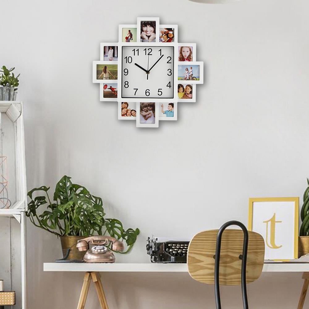 饰1装6寸塑料相钟家用客厅框照片钟挂OLL钟白色钟表创意电子时钟