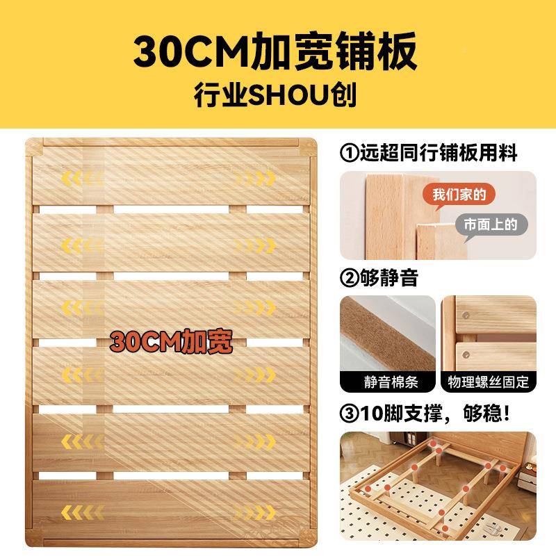 床2款0F25年新S北美红橡木实木床1米8KS110JH双人床180x200A床架图片