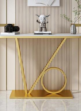 奢轻装岩板入户玄关桌艺术玄关约台靠墙现代简长条案半WHJ圆玄关