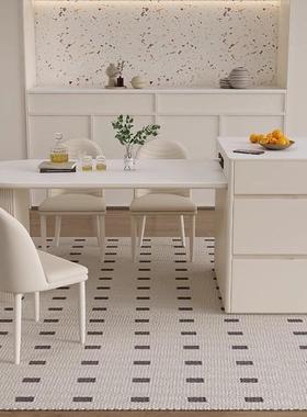 奶油风台加餐桌岛一体可伸轻奢简约现代高端用XTG家岩板餐桌缩椅