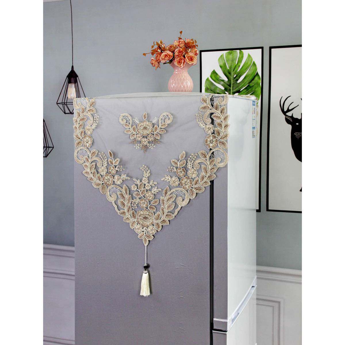 欧式开盖布蕾丝kCpWyZxx绣花冰箱盖双门单门多开功能防尘布艺防巾