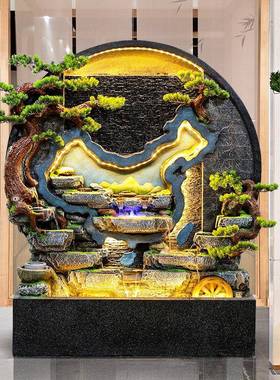 公ZXH司水幕流水开墙喷泉客厅背景装景观品餐厅业庭院玄关屏风摆