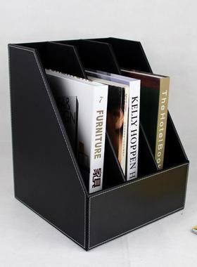 S2V创意皮革三层文件624加架资桌面料架厚办公室收纳架用品置物架