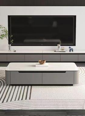 储全实木岩板茶几VQF电视柜组合轻奢简现约代落地物家用地客厅茶