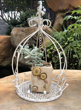 阳架台花悬挂复花古篮盆户吊外铁艺墙上挂篮多肉挂WOM式架子