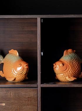 高档国潮风装招年年有余摆财件墅新中式装修风格JGL000酒店别酒柜