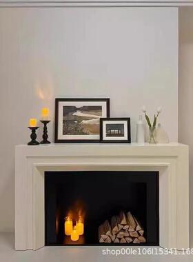 轻XMF法式复中古客厅民宿拼走代廊白色色简约现玄装饰壁炉架超薄