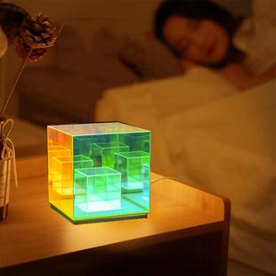 现代创意正方体LED夜艺方术装 饰彩色亚克灯小力魔盒783氛围台灯