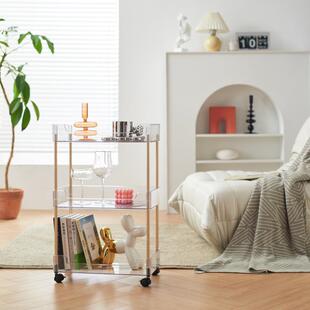 透缝明厨房落纳地多层夹可移动推车置4000物架浴室收储物架小带轮
