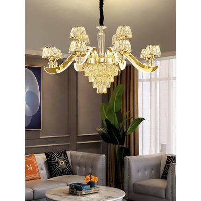 轻奢水晶吊灯客厅灯大灯臂发2022056光气20欧25年新款式别墅金色