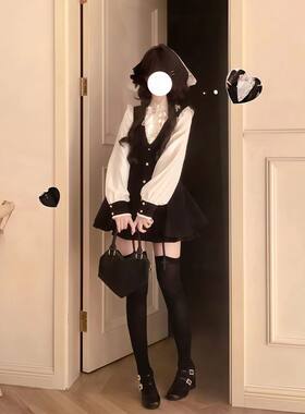 【风遇山止】美萌衬衫+背带连衣裙+打底裤套装日系穿搭小个子