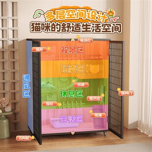 铁门猫别墅超大自由空间猫笼子家用豪华猫窝猫厕所一体猫窝猫房子