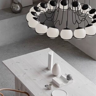 斯堪 餐厅设计师艺术戒指覆古魔豆 纳维亚阁楼客厅灯创意中叶风格