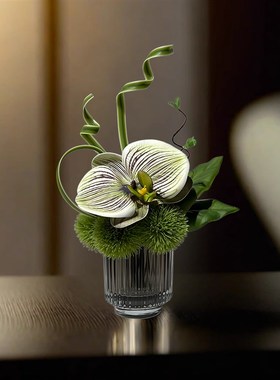 仿真绿植花艺桌面假花摆件酒店茶几永生花洗手池花瓶装饰蝴蝶兰