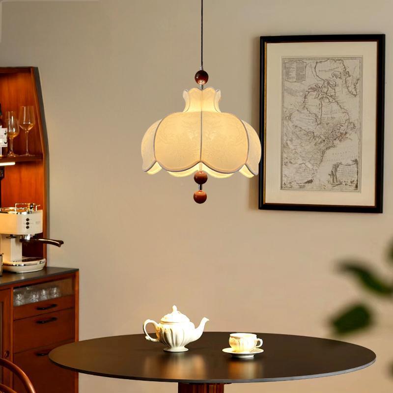 法式中古风卧室吊灯复古南洋48690桃书房风护眼灯胡木布艺餐色厅