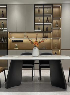 大理家石餐桌组现代简合约长方形tb012315意式极简超微晶石彩晶石