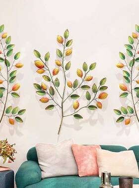 田园风餐厅民宿装饰件品挂客厅复古乡创铁艺村立体绿SM3387植意叶