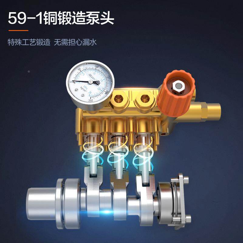 力压洗车全铜电机220洗TM-56405车泵商用洗车店养V殖场地面高墙面