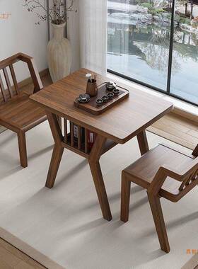 乌金阳台实木桌椅茶家桌闲休椅谈用洽喝茶小HFK户型简约一桌二椅