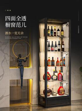 轻奢红玻璃小酒柜现代简约客厅靠墙a62472示025新款家柜用储物网