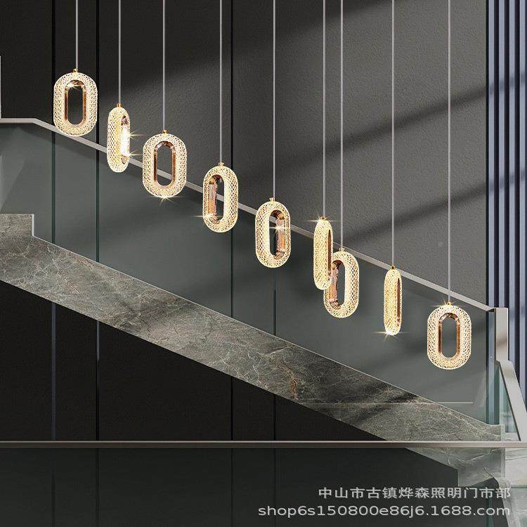 楼梯墅吊灯现代简约别转复式长楼中空loft旋楼梯间极简超方框254,家装灯饰光源,智能吊灯,淘宝优惠券,粉丝福利购,淘宝优惠卷