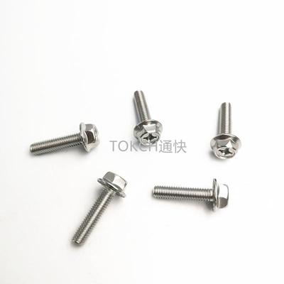 304不钢十字槽六角法兰面螺钉锈带十字法兰垫螺EMA丝防滑螺栓厂家