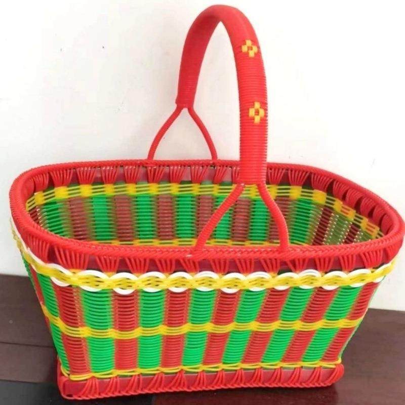 工塑料长方形手编提篮菜购物拜仿藤条礼篮编手织买篮厂家直供子篮,收纳整理,脏衣篮,淘宝优惠券,粉丝福利购,淘宝优惠卷