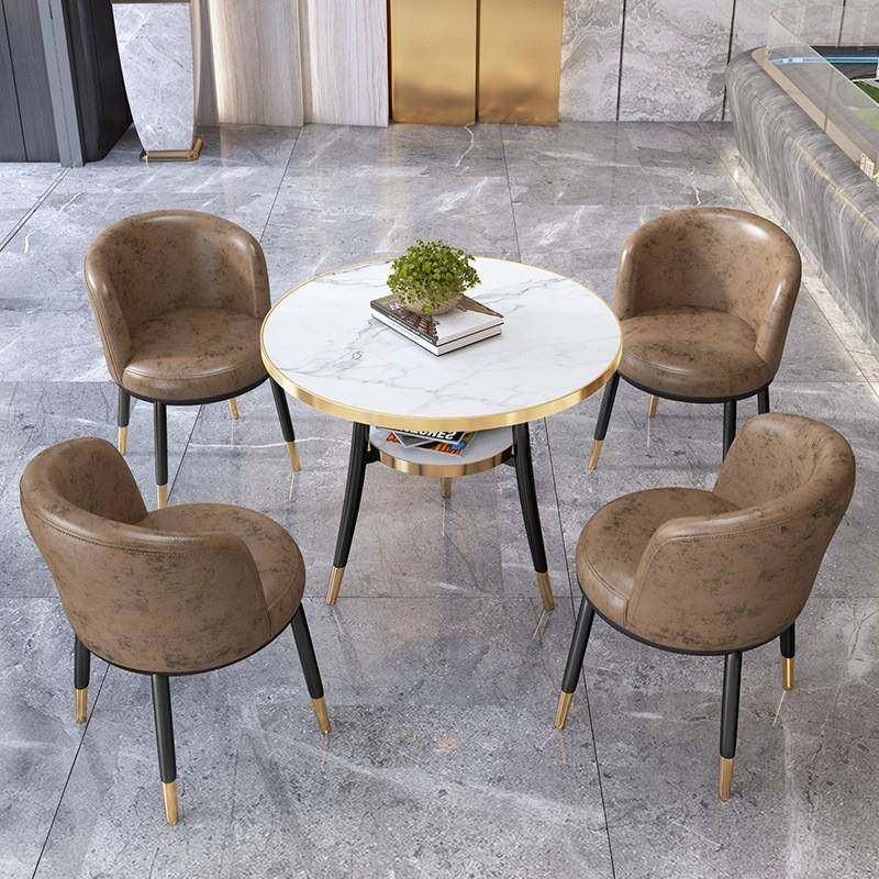 轻会奢阳台小公圆桌简售楼处客商N16务谈判休闲办接待洽谈桌椅约