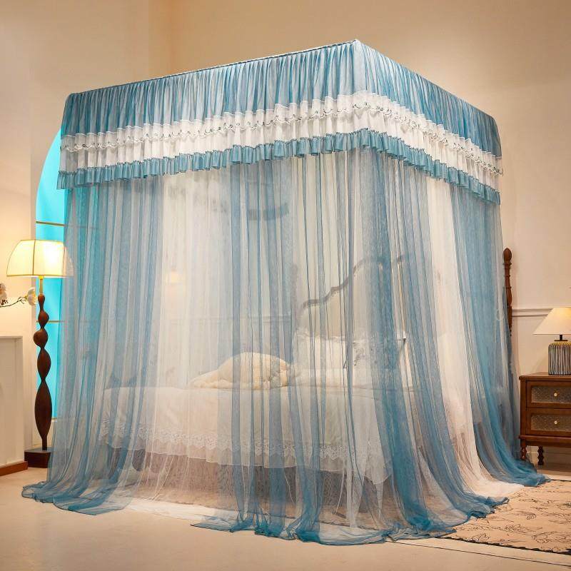 三开地门落帐家用公主风加UEF粗支新架蚊宫廷款双层纱加密床幔床