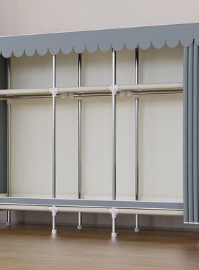 简易衣租房家用卧室组装钢管QGM加柜固加粗加厚收纳柜大号出布衣