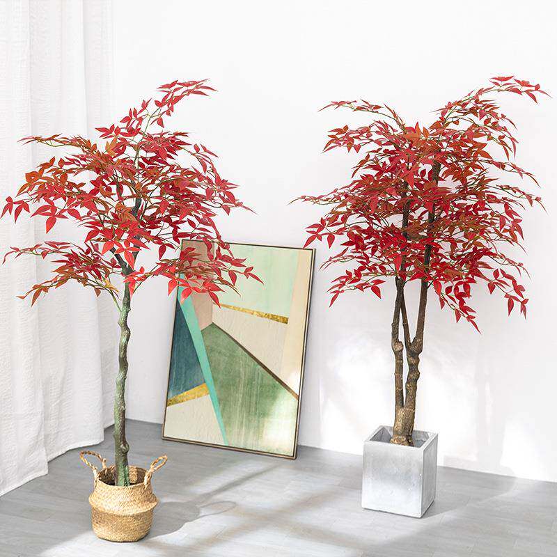 绿植假枫植盆栽物造景枫树叶装饰花客厅室红内摆件F965T757大型假