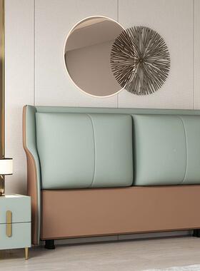 新软包床头板095025款轻奢现2代简约科技布落地靠背板单全实木床