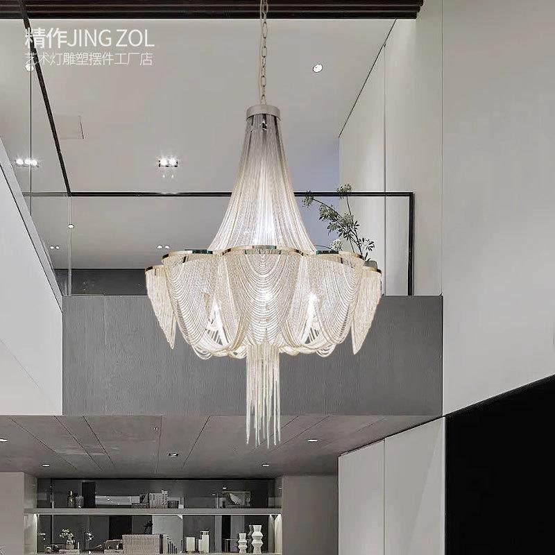 后代客厅流苏灯中空楼中楼大吊墅灯简约别大厅现楼复886式楼梯长
