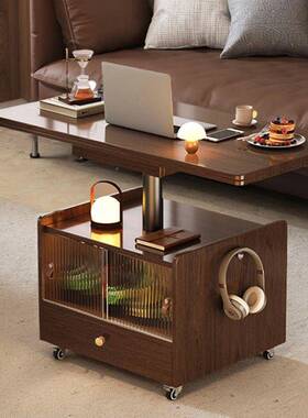 全实实木移能动茶几可升降折TEX叠客厅复古沙发台边几多功木阳小