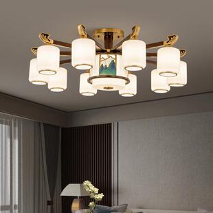 新乌款墅客厅吊灯新中730式檀木全铜餐厅别复式楼灯中空仿古吊灯6