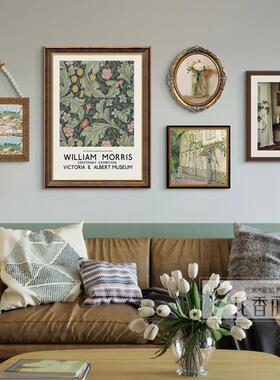 美式田园客厅装复饰画法MCI式油风挂餐画厅古壁画卧室过道奶花卉